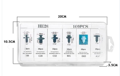 KIT 100 CLIP BROCHE RETENCION PLASTICO